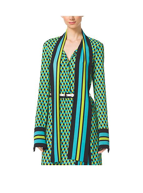 Michael Kors Collection Hexagon Georgette Scarf Blouse