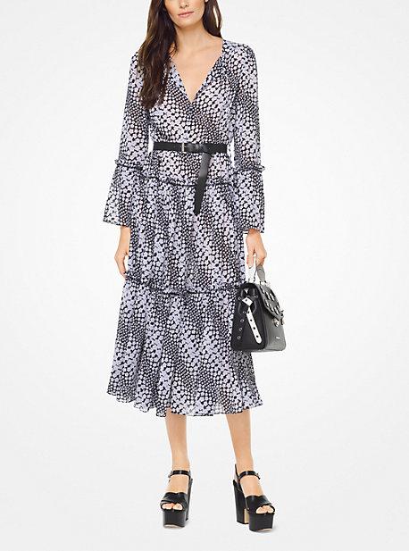 Michael Michael Kors Floral Striped Georgette Dress