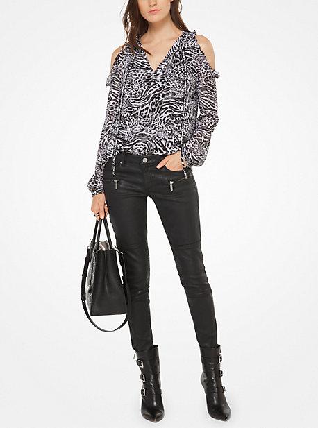 Michael Michael Kors Animal-print Peekaboo Top
