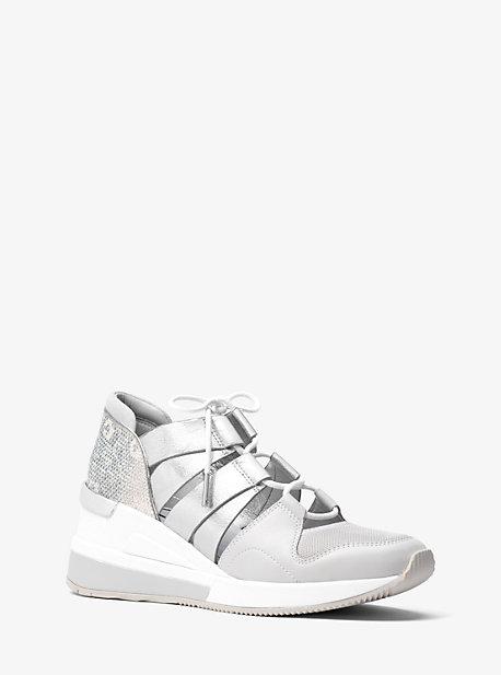 Michael Michael Kors Beckett Embossed Leather And Metallic Sneaker