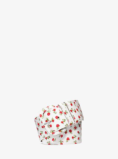 Michael Kors Collection Rosebud Calf Leather Wide Belt