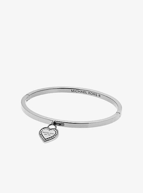 Michael Kors Silver-tone Logo Heart Bangle