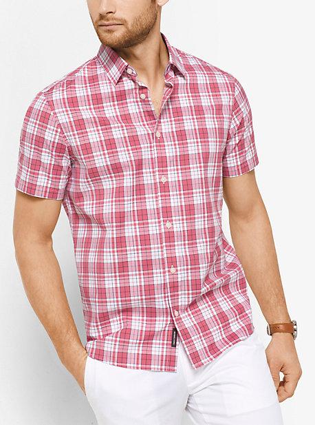 Michael Kors Mens Tailored/classic-fit Plaid Cotton Shirt