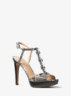 Michael Michael Kors Mahari Embossed-leather And Chain-link Sandal