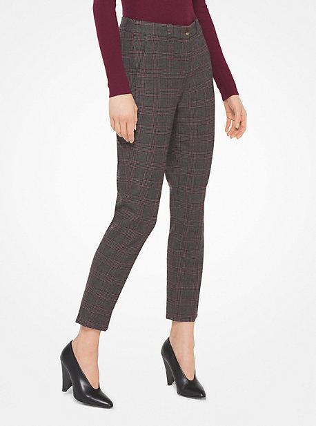 Michael Kors Collection Samantha Plaid Stretch-flannel Pants