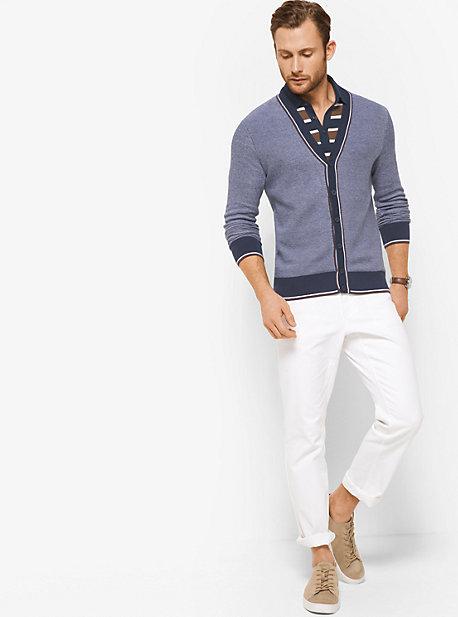 Michael Kors Mens Ribbed-trim Cotton Cardigan