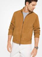 Michael Kors Mens Perforated Suede Bomber Jacket