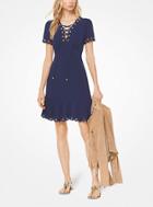 Michael Michael Kors Lace-up Scalloped Crepe Dress