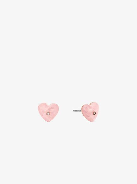 Michael Kors Rose Gold-tone Heart Stud Earrings