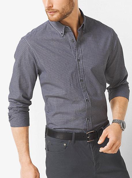Michael Kors Mens Slim-fit Check Cotton Shirt