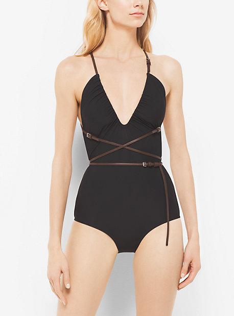Michael Kors Collection Belted Plunge Maillot