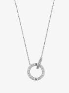 Michael Kors Silver-tone Logo Circle Pendant Necklace
