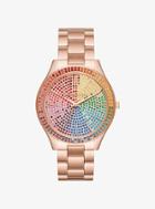 Michael Kors Slim Runway Rainbow Pave Rose Gold-tone Watch