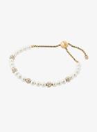 Michael Kors Gold-tone Glass Pearl Slider Bracelet