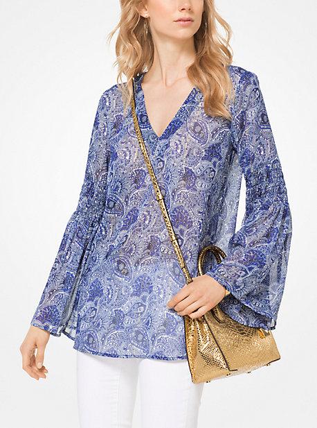 Michael Michael Kors Paisley Georgette Bell-sleeve Tunic