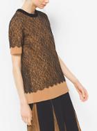 Michael Kors Collection Cashmere And Chantilly Lace T-shirt