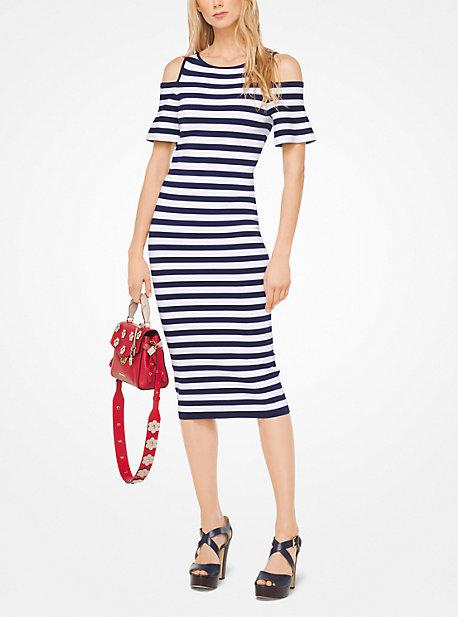 Michael Michael Kors Striped Stretch-viscose Peekaboo Dress