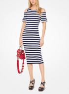 Michael Michael Kors Striped Stretch-viscose Peekaboo Dress