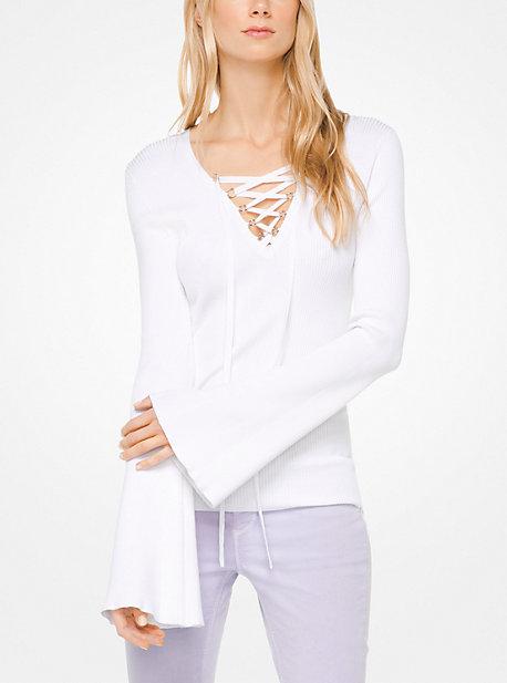 Michael Michael Kors Lace-up Bell-sleeve Pullover