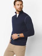 Michael Kors Mens Half-zip Cotton-blend Mock-neck Pullover