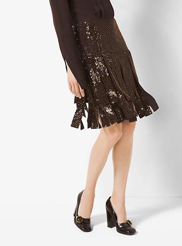 Michael Kors Collection Sequin-embroidered Silk-georgette Streamer Skirt