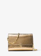Michael Kors Collection Yasmeen Small Crackled Metallic Leather Clutch