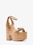 Michael Kors Collection Debbie Leather And Cork Platform Sandal