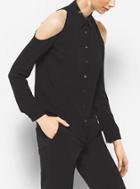 Michael Kors Collection Cutout Silk-georgette Blouse