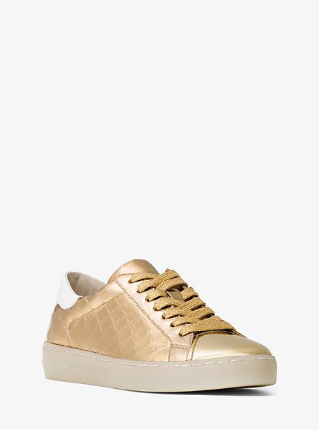 Michael Michael Kors Frankie Embossed-leather Metallic Sneaker