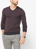 Michael Kors Mens Diamond-print Merino Wool V-neck Sweater