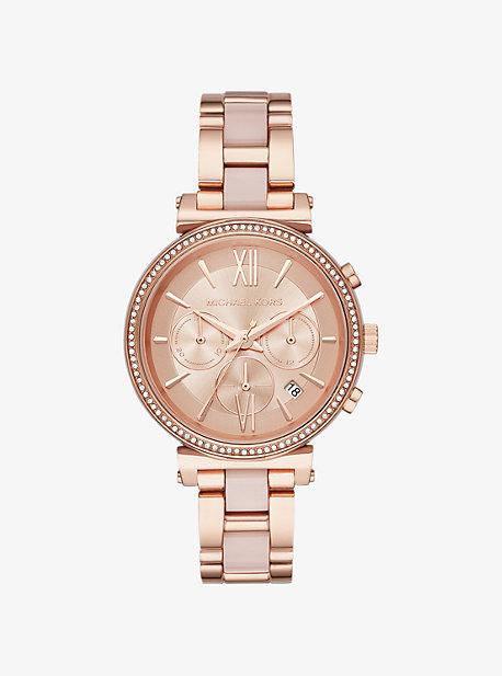 Michael Kors Sofie Pave Rose Gold-tone And Acetate Watch