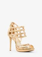 Michael Kors Trinity Metallic Embossed-leather Platform Sandal