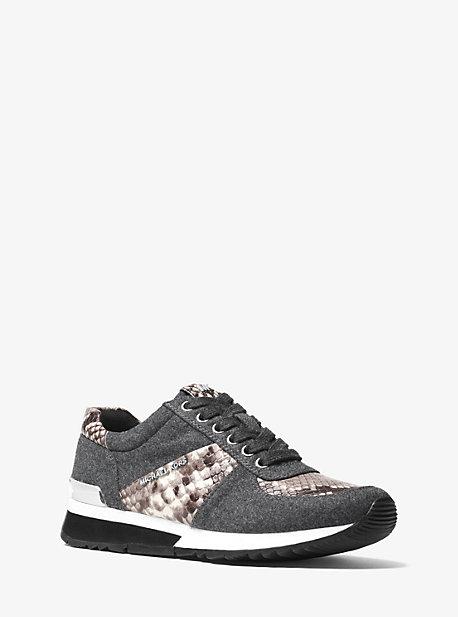 Michael Michael Kors Allie Flannel And Embossed-leather Sneaker
