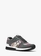 Michael Michael Kors Allie Flannel And Embossed-leather Sneaker