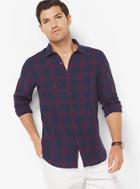 Michael Kors Mens Slim-fit Check Linen Shirt