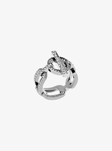 Michael Kors Pave Silver-tone Chain-link Ring