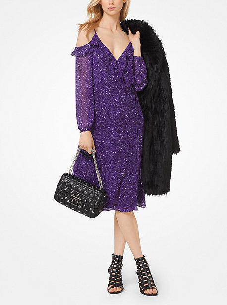 Michael Michael Kors Tweed Georgette Peekaboo Wrap Dress
