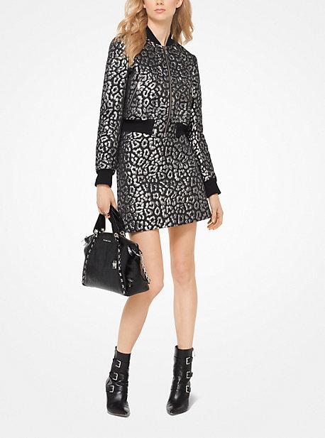 Michael Michael Kors Metallic Leopard Jacquard Bomber Jacket