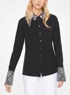 Michael Kors Collection Floral Sequined Cotton-poplin Shirt