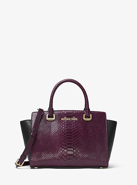 Michael Michael Kors Selma Snake-embossed-leather Satchel