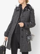 Michael Kors Collection Feather-embroidered Houndstooth Tweed Coat
