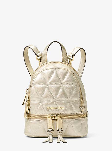 Michael Michael Kors Rhea Mini Metallic Quilted Leather Backpack