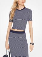 Michael Michael Kors Striped Stretch-viscose Crop Top