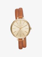 Michael Kors Jaryn Gold-tone And Leather Wrap Watch