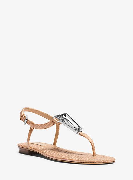 Michael Kors Collection Hanne Embellished Snakeskin Sandal