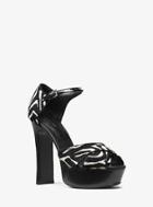 Michael Kors Collection Huxley Zebra Calf Hair And Leather Platform Sandal