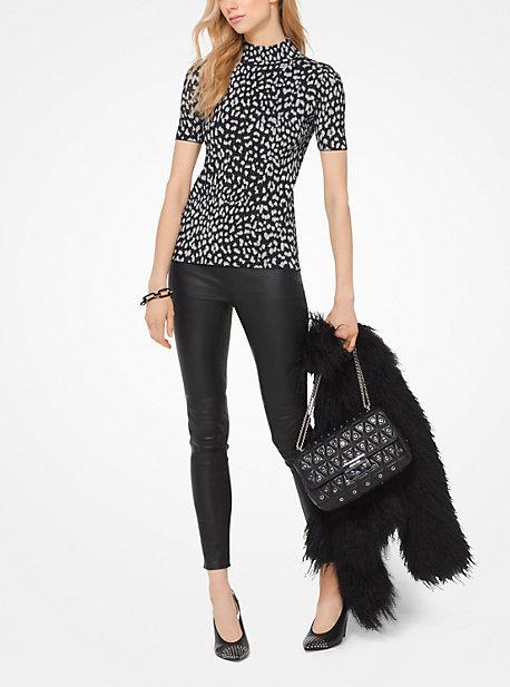 Michael Michael Kors Metallic Leopard Mock-neck Top