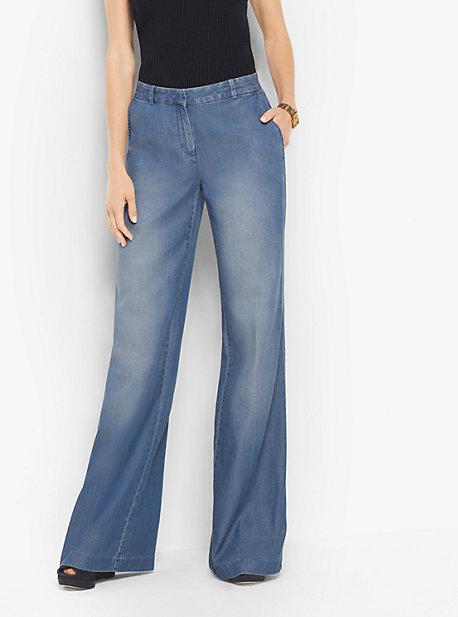 Michael Michael Kors Chambray Wide-leg Trousers
