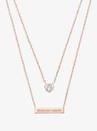 Michael Kors Rose Gold-tone Double-strand Pendant Necklace