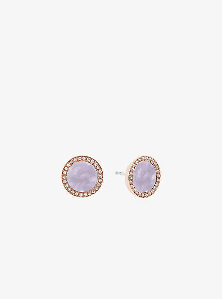 Michael Kors Pave Rose Gold-tone Wisteria Acetate Stud Earrings